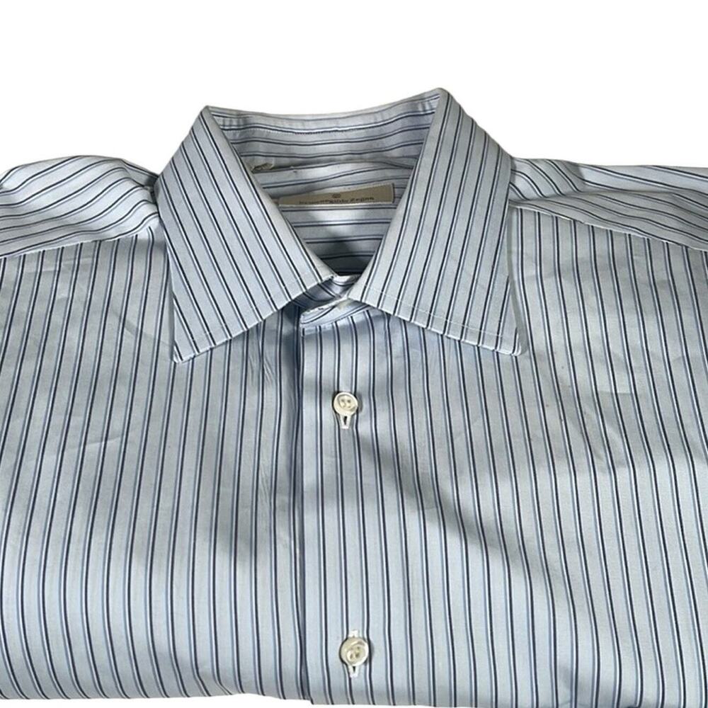 Ermenegildo Zegna dress shirt blues and whites strip sze large